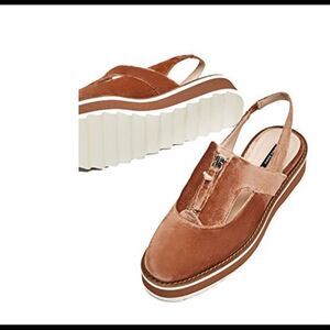 ZARA peach velvet slingback brogues sandals 7